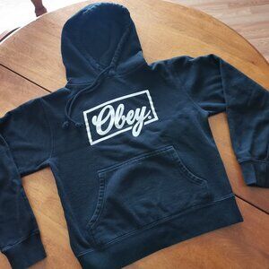 Obey Black Pullover Fleece Lined Hoodie Small Streetwear